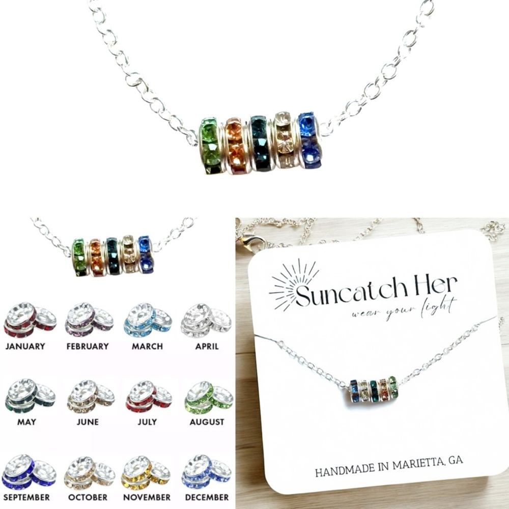 CUSTOM Birthstone Cluster Necklace Choose Up To 10 Birthstone Charms Mom Grandma